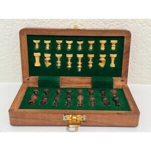 Folding Travel Chess Set 6" Wooden Board – Complete 32‑Piece Mini Game